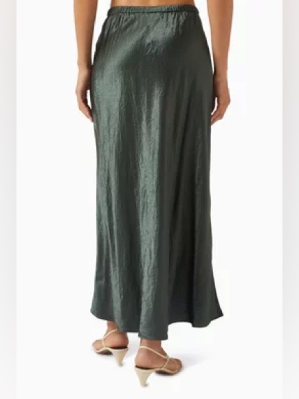 NWT Eileen Fisher Petite Textured Satin Elastic Waist Bias Maxi Skirt Sz M - Picture 3 of 9